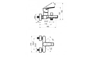 TREYA Смеситель для ванны с коротким изливом AZ-15680501