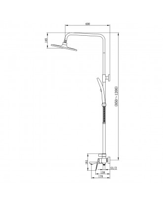 Lursy Душевая система с квадрат троп душем, серый графит AZ-K2349GR