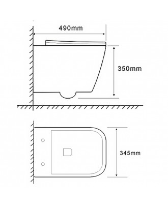 AZ-2805E Унитаз подвесной Azario ESCONDA 345х490х350 безободковый, смыв "Скрытое Торнадо"