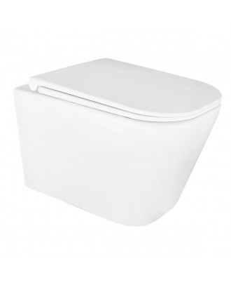 AZ-2805E Унитаз подвесной Azario ESCONDA 345х490х350 безободковый, смыв "Скрытое Торнадо"