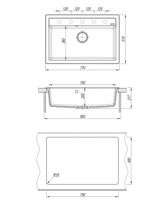 ЛИПСИ 770 БРАУНИ FG Кухонная мойка из кварцевого композита / 770 * 510 * 217 "FLORENTINA"