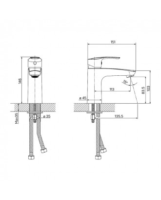 RAY (Белый матовый) Смеситель для умывальника "IDDIS"