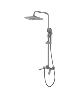 Эскаро - Душевая система с квадрат троп душем, серый графит AZ-K2374GR