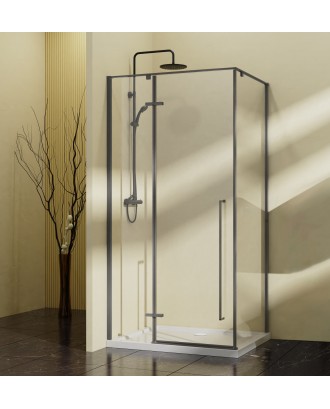 Душевой уголок Slim-N VSR-5SN9090CLGM, 900*900, вороненая сталь, стекло прозрачное