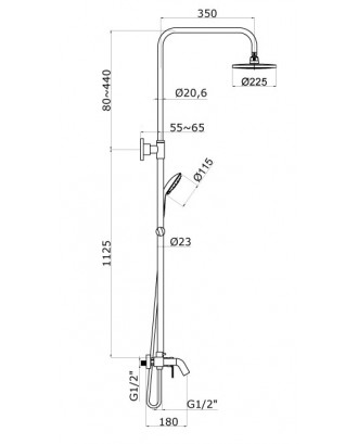 TEVIS Душевая система со смесителем для ванны, хром AZ-15490531