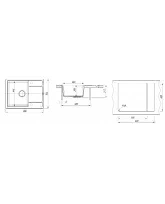 ЛИПСИ 650 ЖАСМИН FG Кухонная мойка из кварцевого композита / 650 * 510 * 217 "FLORENTINA"