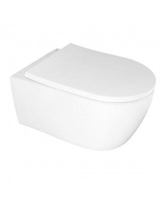 Неми Унитаз подвесной, торнадо, с сиденьем микролифт из дюропласта, белый глянец 530х360х360