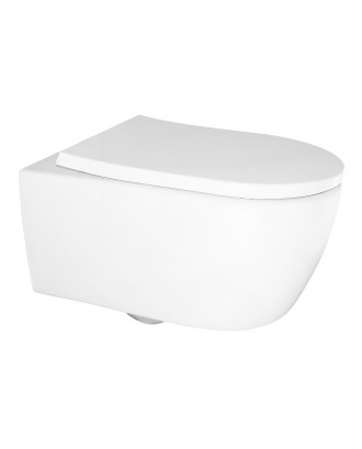 Неми Унитаз подвесной, торнадо, с сиденьем микролифт из дюропласта, белый глянец 530х360х360