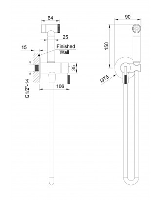 HB-4005-3BN Матовый Никель Встраиваемый гигиенический душ на одну воду