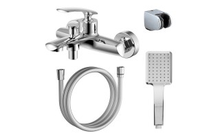 REULEAUX Хром Смеситель для ванны и душа с полным душевым набором хром AZARIO