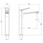 Смеситель для раковины высокий без донного клапана, хром AZ-VPU168R25C