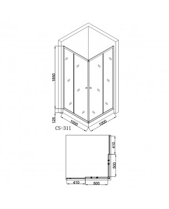 CS-311 1000х1000х1975 Душевое ограждение Loranto + поддон матовое стекло 6мм.