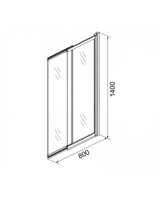 МЕРРИТ Душевая шторка,800*1400 мм  (раздвижная) стекло прозрачное, 5 мм.