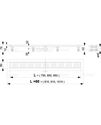 Simpl APZ10-650 - Водоотводящий желоб с порогами для перфорированной решетки