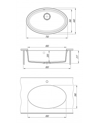 ВЕГА ОВАЛ ПЕСОЧНЫЙ Кухонная мойка из кварцевого композита / 700 * 440 * 217 "FLORENTINA"