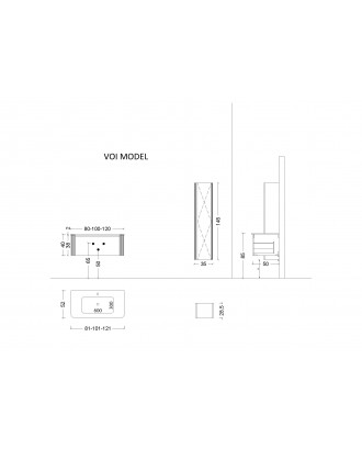 Тумба c раковиной VOI рифл. 80см DAPHNE без отверстия