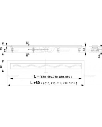 Simpl APZ8-650 - Водоотводящий желоб с порогами для перфорированной решетки