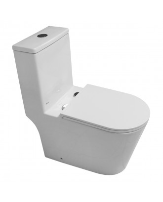 Унитаз-моноблок Azario Eagle 690х360х800 безободковый, слив "Торнадо", с быстросъемным сиденьем