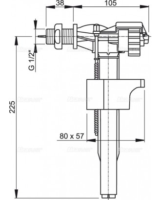 AlcaPlast Впускной механизм с боковой подводкой и металлической резьбой A16-1/2
