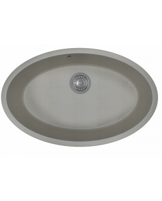 ВЕГА ОВАЛ СЕРЫЙ ШЕЛК Кухонная мойка из кварцевого композита / 700 * 440 * 217 "FLORENTINA"