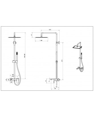 Стойка для душа со смесителем Qubic  478-MG