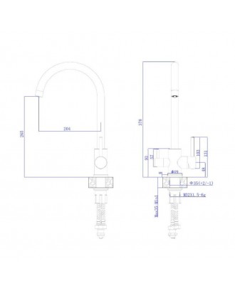SUS9035-37 Смеситель для кухонной мойки с фильтром RUSH