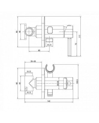 004SBS0i08 Смеситель встраиваемый с гигиеническим душем "IDDIS"