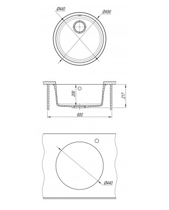 ВЕГА ЗЕРО ПЕСОЧНЫЙ Кухонная мойка из кварцевого композита / 490 * 490 * 217 "FLORENTINA"