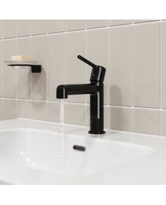 AIGER (Черный глянец) Смеситель для умывальника "IDDIS"