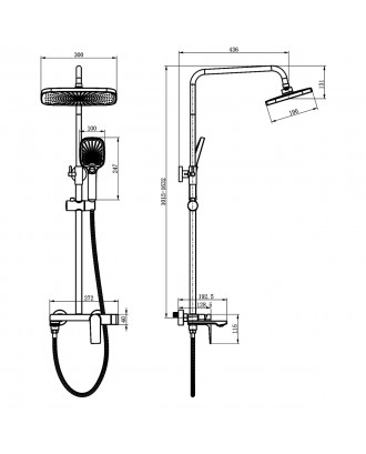 Арида - Душевая система с квадрат троп душем, золото матовое AZ-K2354MG