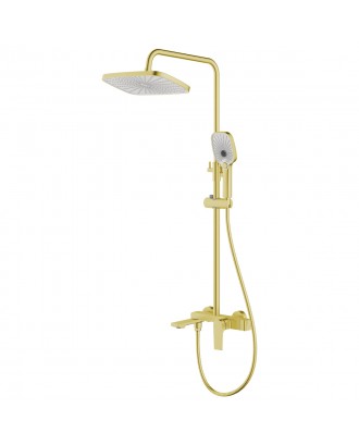 Арида - Душевая система с квадрат троп душем, золото матовое AZ-K2354MG