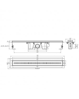Душевой трап АНИ Пласт, решетка 650х62 мм. под плитку, комбинированный затвор TLZ2065