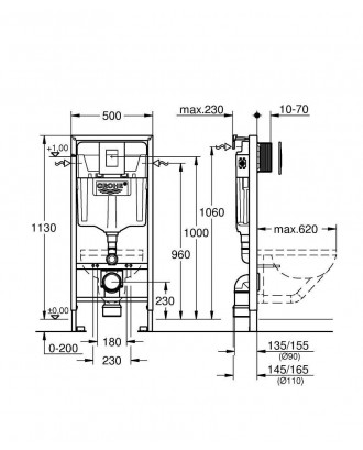 Инсталляция для унитаза 3в1 Grohe Rapid SL 38772001 BLACK (квадр. клавиша черная)