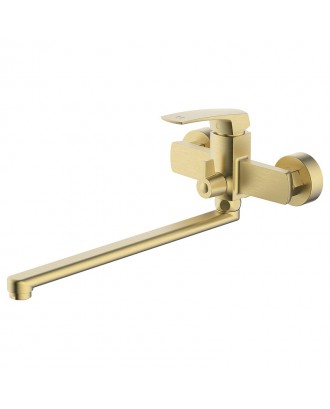 Conda Смеситель для ванны с ручным душем, длинный излив, золото матовое
