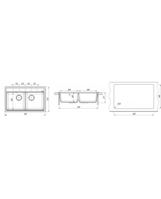 ЛИПСИ 820 АНТРАЦИТ FG Кухонная мойка из кварцевого композита / 820 * 510 * 217 "FLORENTINA"