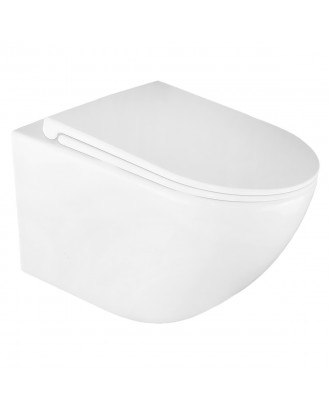 AZ-2801E Унитаз подвесной Azario BONELLE 345х490х350 безободковый, смыв "Торнадо"