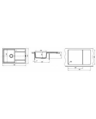 ЛИПСИ 780 ПЕСОЧНЫЙ FG Кухонная мойка из кварцевого композита / 780 * 510 * 217 "FLORENTINA"