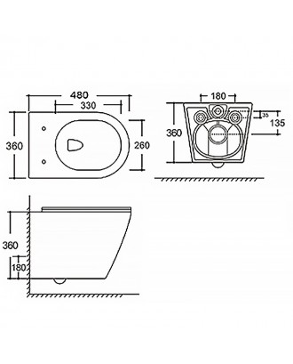 AZ-2480 Унитаз подвесной Azario VELA 360х480х360 безободковый, система смыва "Торнадо"