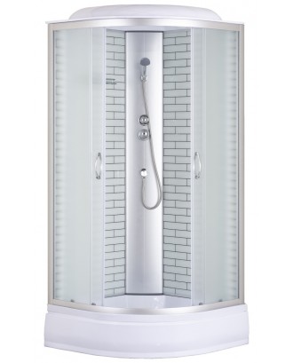 Душевая кабина CS-6610-25 F 100*100*215 матовая, стекло 4мм, поддон 25 см (3 места)