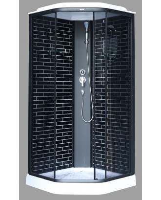 ALT-E8809 Душевая кабина 90*90*215 н/п Черный Кирпич