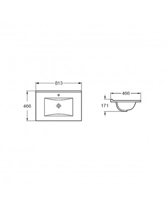 VBS-13980 Раковина керамическая, белая 813*466*171