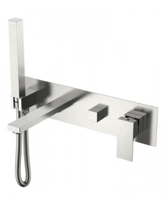 Смеситель встроенный + верхний+ ручной душ Qubic Brushed Nickel 474-2-NB