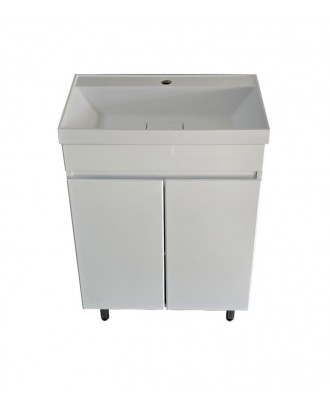 Сабина 60Н Slim напольная тумба + раковина Classica Slim 60*36  белый глянец