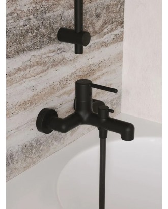 AIGER (Черный матовый) Смеситель для ванны / короткий излив "IDDIS"