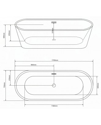 MS-03 B Ванна ATRIZE 170*75*58 ЧЕРНАЯ