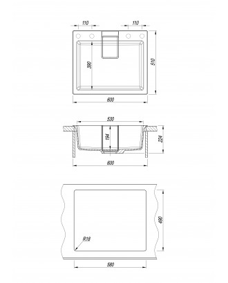 РИВЬЕРА 600 ПЕСОЧНЫЙ FS Кухонная мойка из кварц. композита / 600 * 510 * 224 "FLORENTINA"