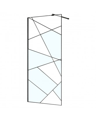 Валк-ин- Душевая перегородка, 90x195, в рамке, Графический принт 8 мм, профиль матовый черный AZ-271