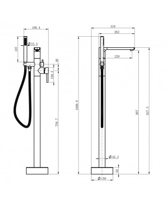 Rimini Смеситель для ванной напольный, серый графит AZ-K3110GR