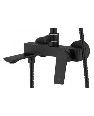 Lursy Душевая система с квадр троп душем, черный мат AZ-K2349B