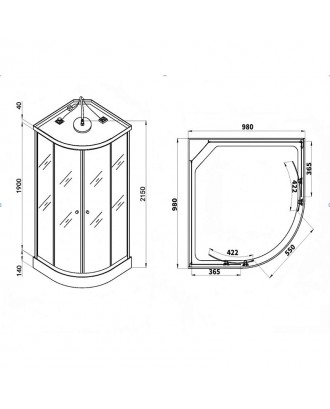 Душевая кабина LORANTO (CS-881ED13TM/W-100)1000х1000х2150 , поддон 14 см,